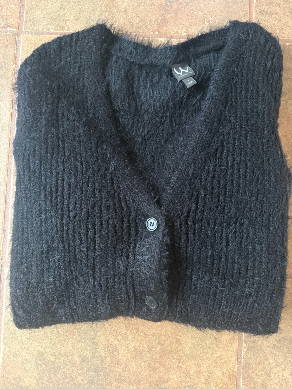 Soft Black Button-Front Women's Sweater Cardigan - Picture 3 of 3